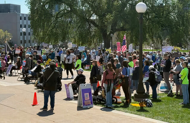 Crowd of people at a rally