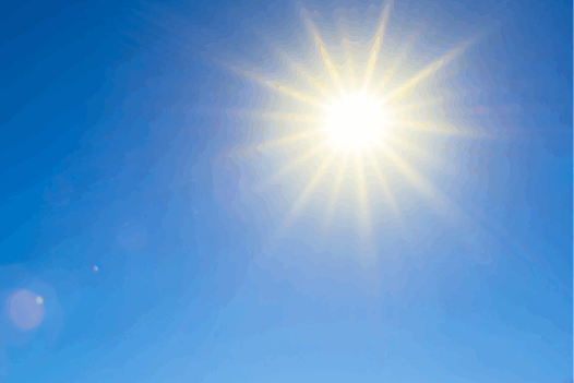 sun in blue sky