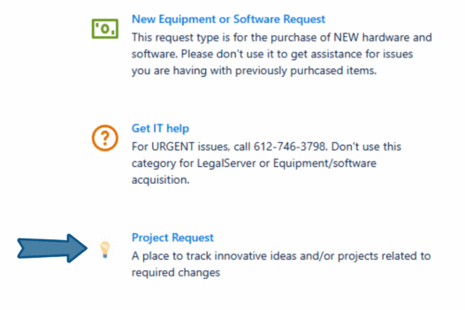 Project request ticket