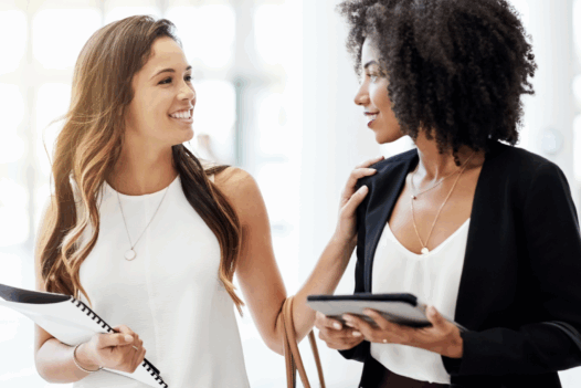 two women talking