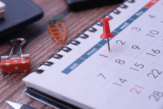 calendar with pin on Monday