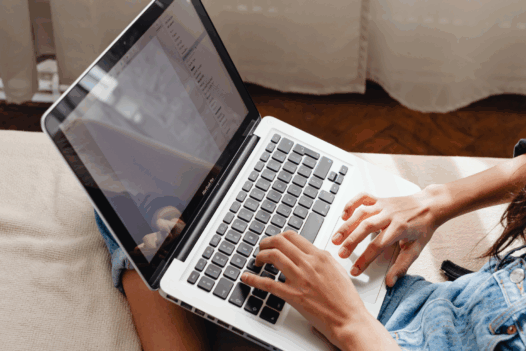 typing on a laptop