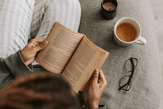 person reading a book
