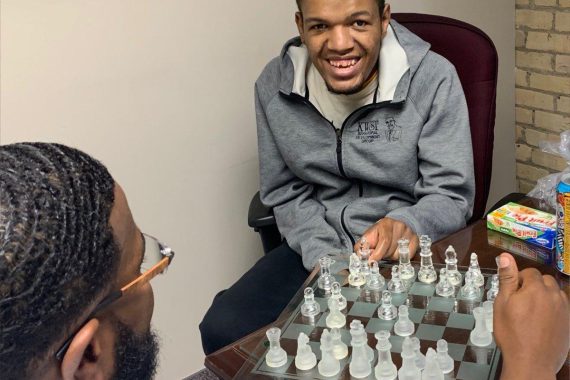 two people playing chess