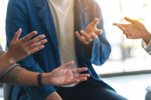 people sitting and talking