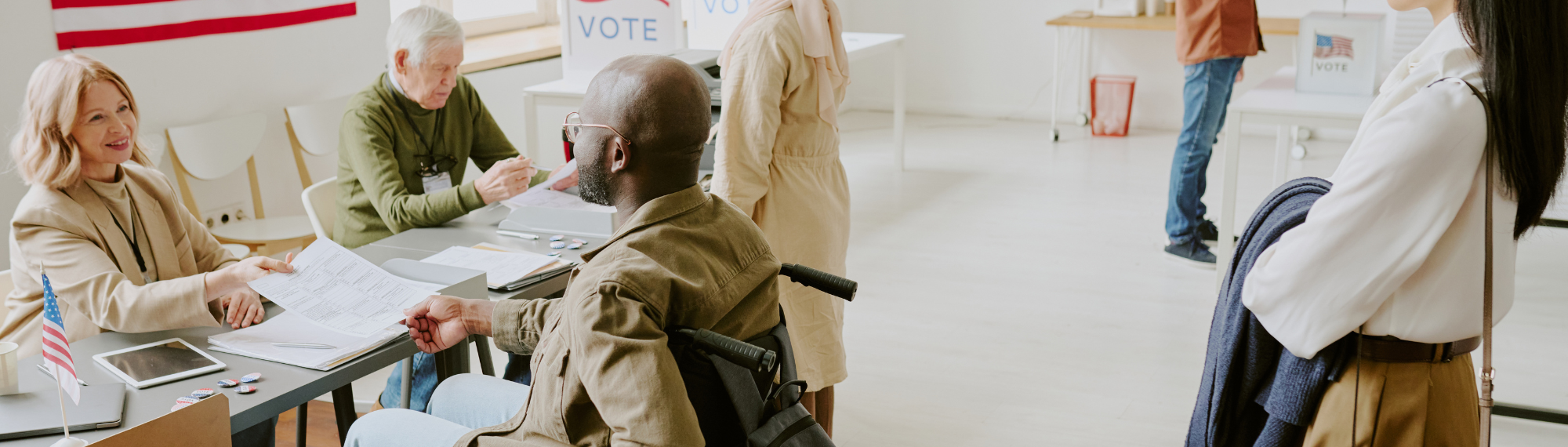 Person in a wheelchair voting